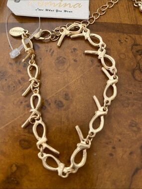 Pomina Gold Ribbon Link Bracelet - Women Jewelry